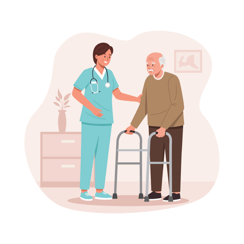 Illustration of senior patient with physician 2