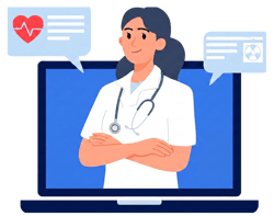 Illustration of physician on a laptop